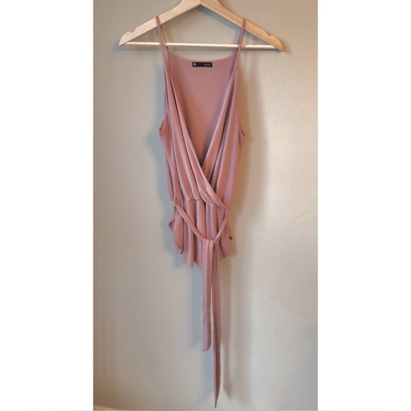 Krisa • S • Blush Pink Faux Wrap Peplum Tank Top - Picture 2 of 4